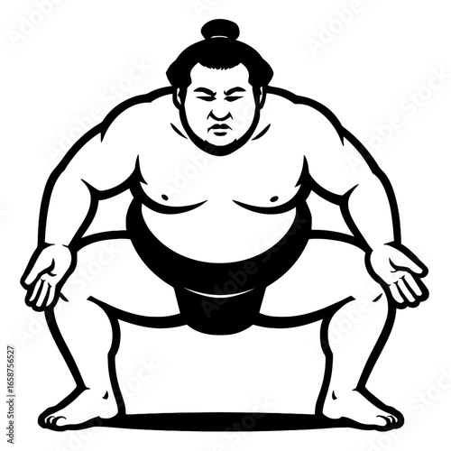 A powerful vector illustration of a sumo wrestler in a traditional shiko stance, symbolizing strength, discipline, and Japanese martial arts culture.