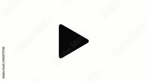 A simple black play button icon a solid triangle with rounded corners pointing right representing start or media playback.