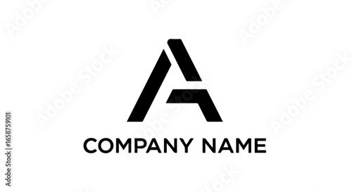 Bold black stylized letter A logo with a modern geometric design and a broken crossbar.