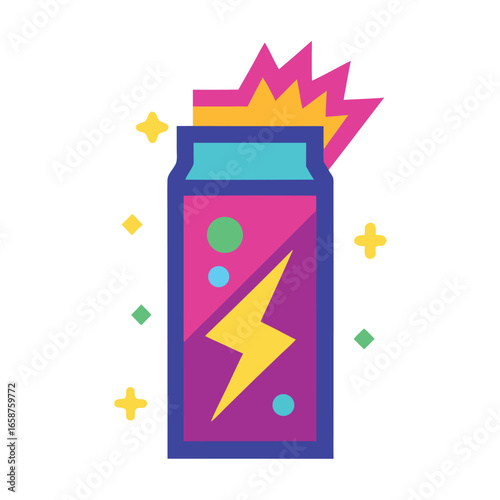 energy drink powder packet in neon theme