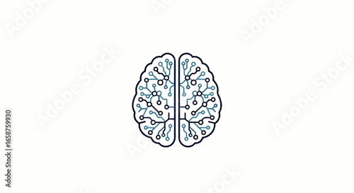 Digital brain icon with blue circuit board pathways representing artificial intelligence and neural networks.