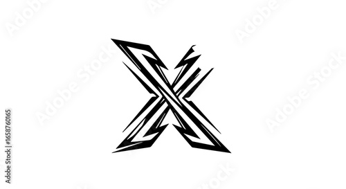 Dynamic black stylized letter X logo with sharp angular lines and an aggressive modern aesthetic.