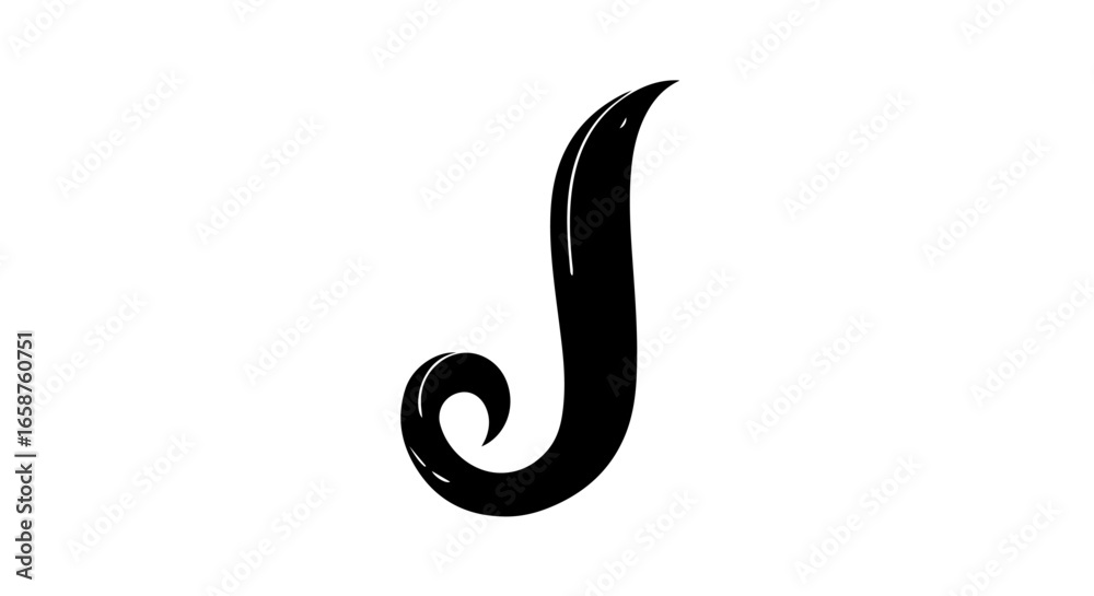 Fototapeta premium Elegant black calligraphic swirl with a curly base and pointed tip.