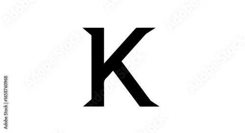 Elegant black capital letter K with sharp angular serifs and a bold classic typeface design.