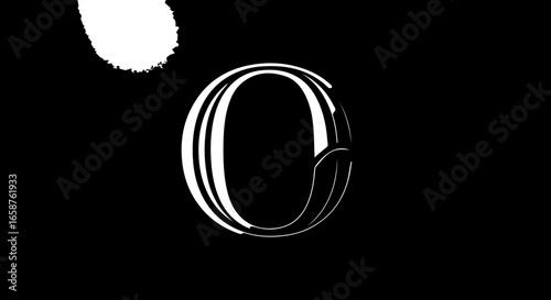 Elegant white capital letter O with a sophisticated threedimensional design featuring intricate overlapping calligraphic lines.