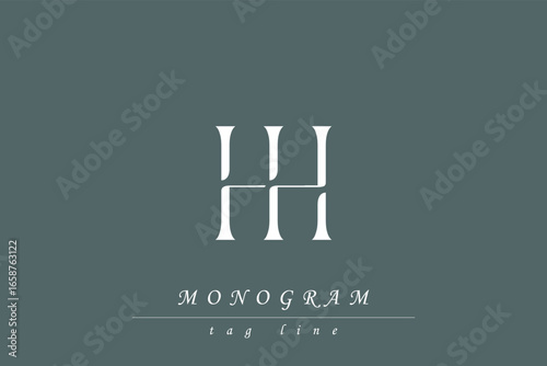 HH Initials Stylized Monogram Design Featuring Intertwined. Artistic representation of monogram initials creatively arranged and displayed.