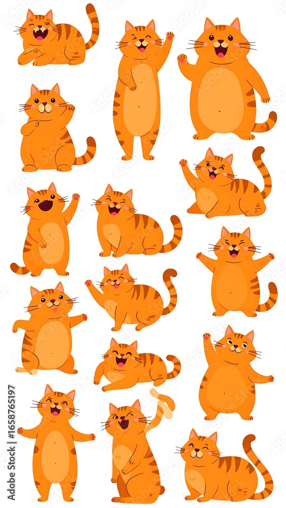 Fototapeta premium Cute orange tabby cats in various poses