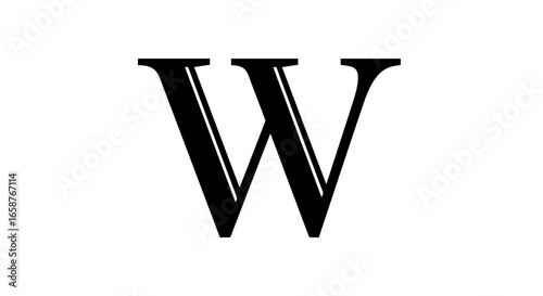 Stylish black capital letter W in a classic serif font with an elegant chiseled inner line detail.