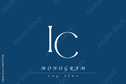 IC Initials Stylized Monogram Design Featuring Intertwined. Artistic representation of monogram initials creatively arranged and displayed.