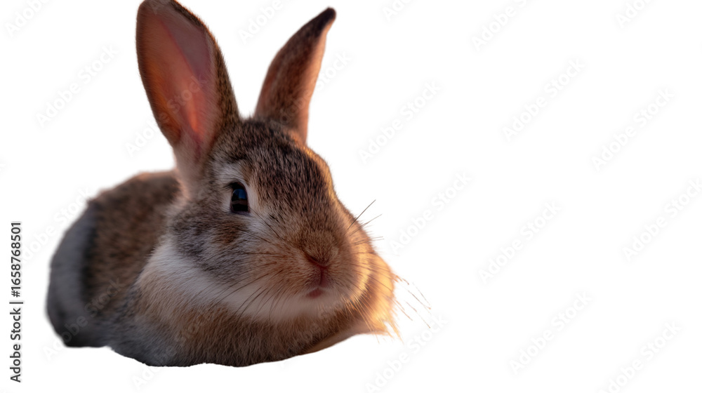 Obraz premium Closeup portrait of a brown rabbit isolated on transparent background