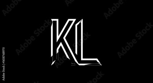 White KL monogram logo with a sharp angular and modern chiseled design.
