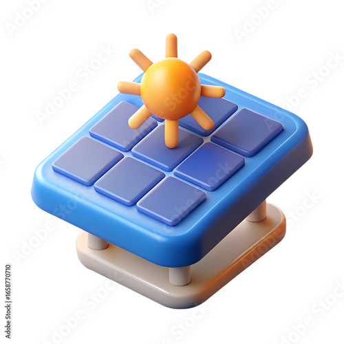 3D Eco Power Icons – Solar Panels, Green Energy, Sustainable Resources