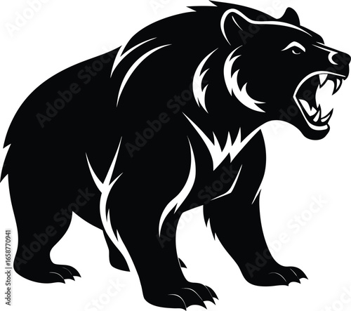 Wild black bear vector silhouette illustration