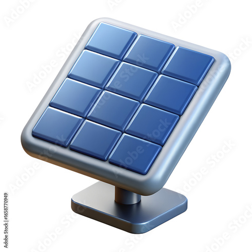 3D Solar Panel Icon  – Renewable Energy, Clean Power, Eco Technology