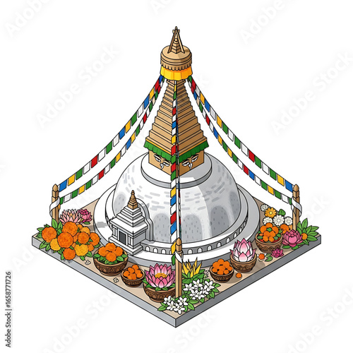 Sacred stupa monument representing faith and eternal peace.