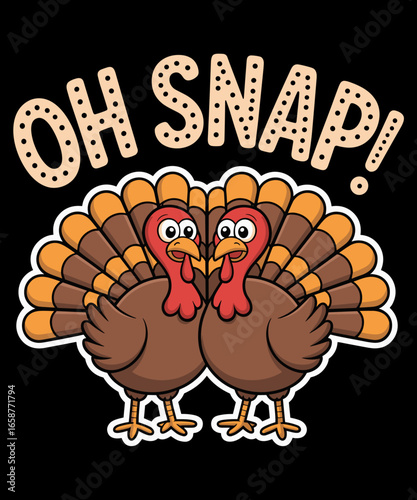 Retro Cool Oh Snap! Funny Turkey With Wishbone Thanksgiving