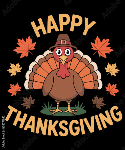 Retro Happy Thanksgiving Funny Turkey Family Dinner Thanksgiving