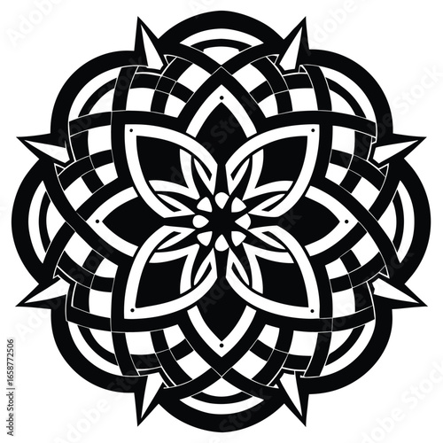 Celtic knot mandala coloring book page for KDP book interior, intricate hand-drawn vector design, perfect for relaxation, meditation, creative art therapy, and printable adult coloring projects.