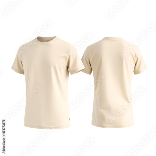 Photo of cream color sleeved t-shirt isolated on transparent background