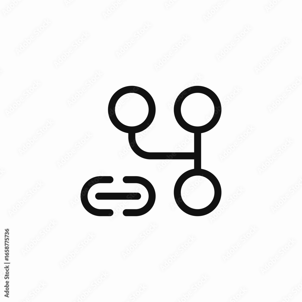 linked branching nodes icon sign vector linked branching nodes icon sign vector