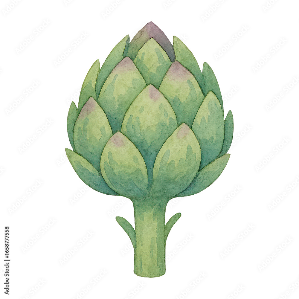 Fototapeta premium PNG Watercolor artichoke illustration vibrant