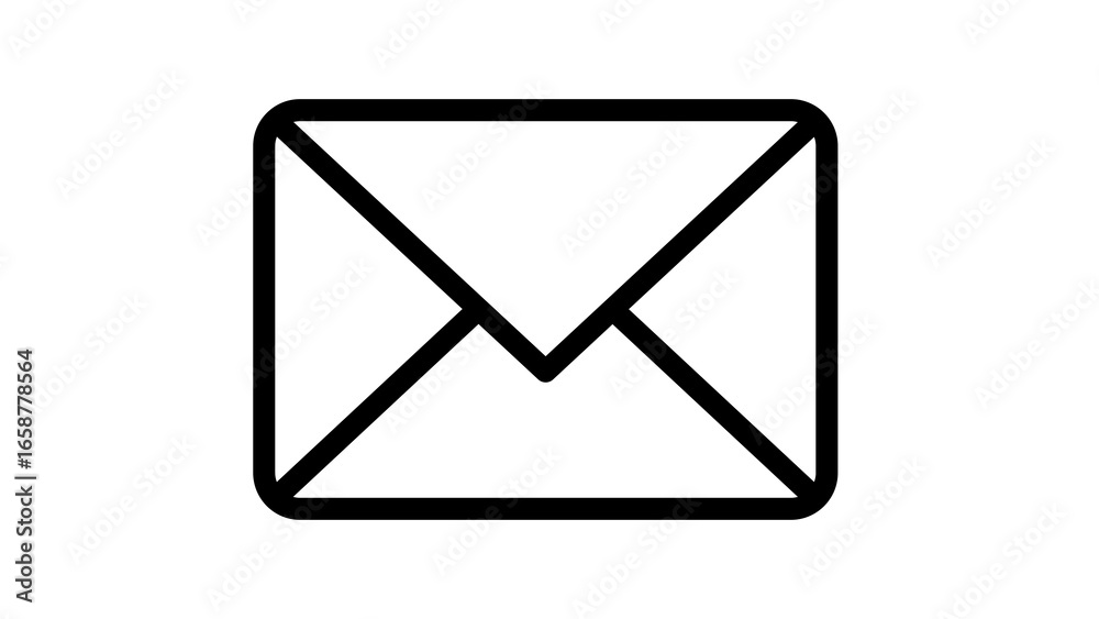 Minimal outline mail envelope icon for email, inbox, business communication, digital messages, online contact, newsletters, professional apps, and corporate branding. Minimal outline mail envelope icon for email, inbox, business communication, digital messages, online contact, newsletters, professional apps, and corporate branding.
