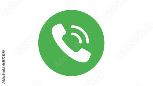Green phone call icon representing communication, hotline, VoIP, customer service, emergency calls, contact buttons, telecommunication, apps, and support services.