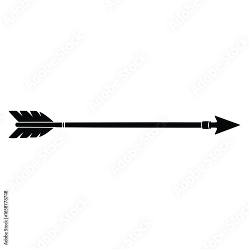 Black arrow, representing direction, archery, and targeting, suitable for various design and navigational purposes