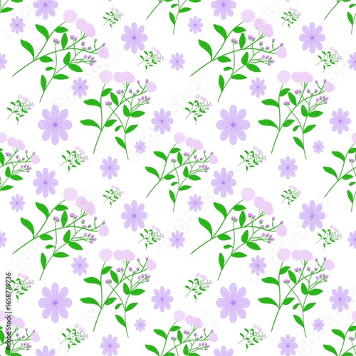Purple floral background, small seamless flowers