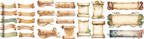 vintage scroll watercolor clipart 