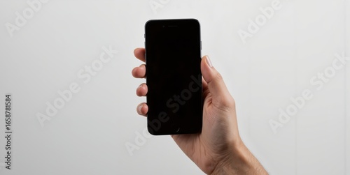 a person holding up a black iphone in their hand