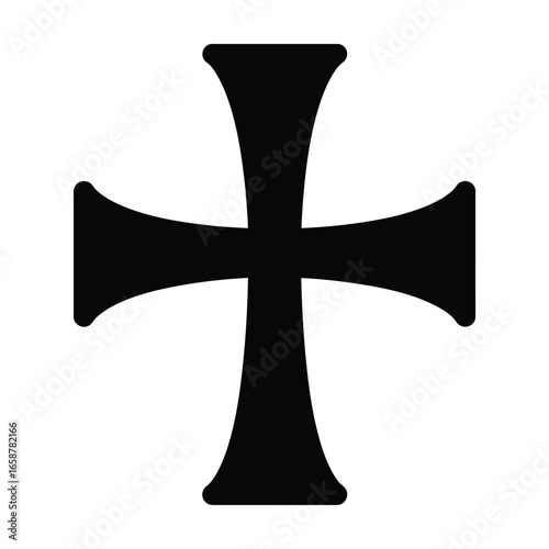 A black christian cross symbol, representing faith, religion, and spirituality in a simple and traditional design element