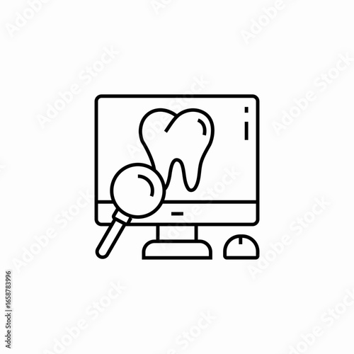 computer and teeth icon sign vector