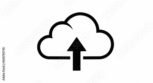 Simple icon representing cloud upload, isolated on white background