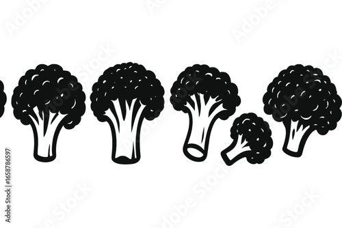 A design featuring four stylized bok choy plants arranged in a square pattern on a white background in black and white