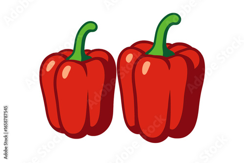 A vibrant culinary design featuring a red chili pepper illustration set against a white background