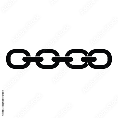 Illustration of a black chain link, representing connection, strength, and security in a simple design