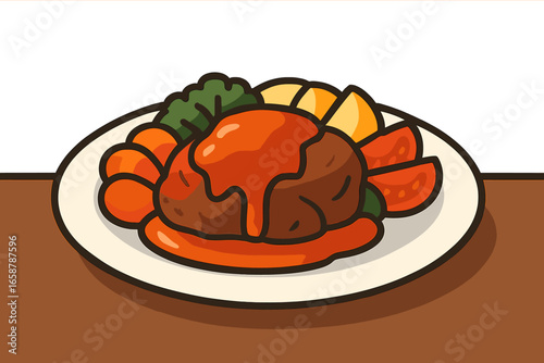 A Chinese dish of fermented tofu, known as stinky tofu, with a pungent smell, depicted in a close-up vector illustration on a white background as a solitary Asian food item