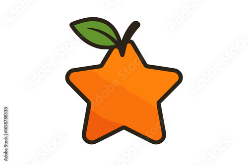 Colorful depiction of a cut starfruit, displaying its distinctive star shape and seeds