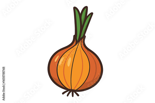 An intricate illustration of a lone garlic bulb with its individual cloves detached
