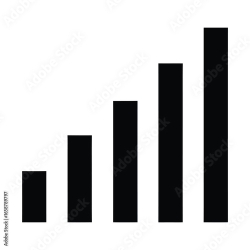 Signal strength bars icon, representing network connection, wireless communication, and technology in a simple and clean design