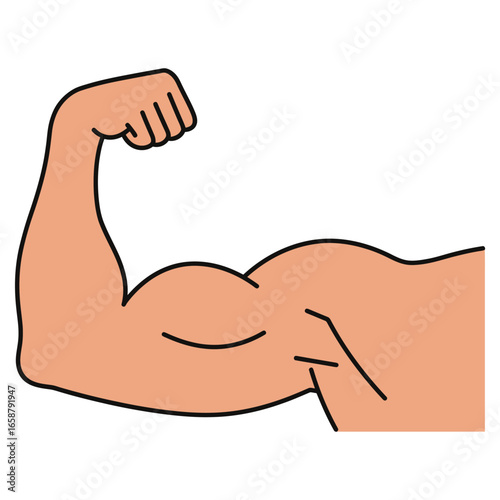 Illustration of a muscular arm flexing, symbolizing strength, fitness, and power