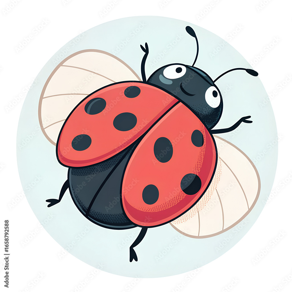 Obraz premium Flying Cartoon Ladybug,ladybug on white background