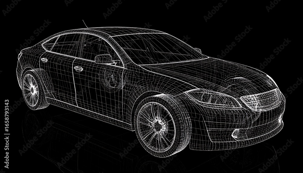 Fototapeta premium Wireframe car model