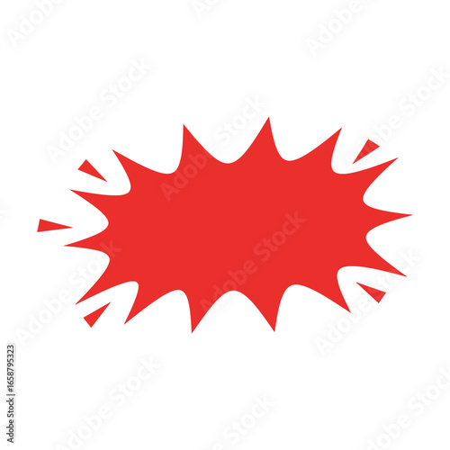 Red speech bubble with a burst effect, perfect for adding emphasis to your designs