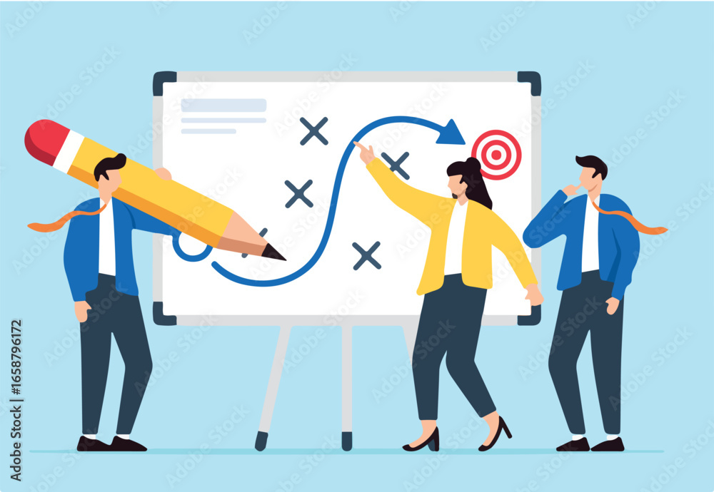 Fototapeta premium Business team plans success with tactic chart