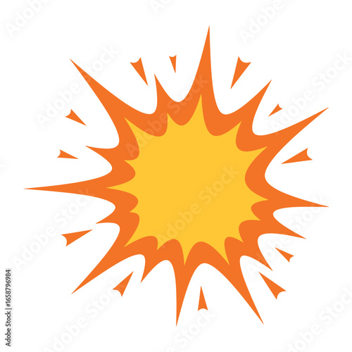 Orange burst star shape, a graphic element for design, decoration, promotion, and marketing, perfect for banners, labels, and stickers