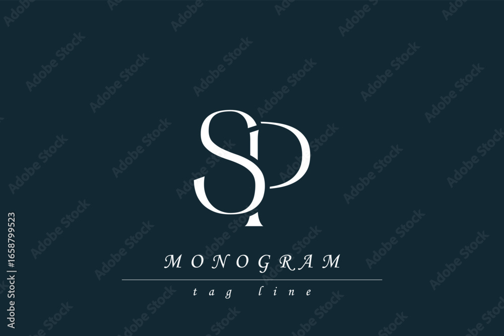 Fototapeta premium SP Initials Stylized Monogram Design Featuring Intertwined. Artistic representation of monogram initials creatively arranged and displayed.