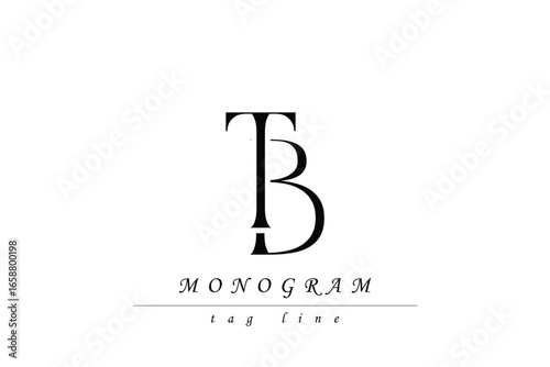 TB Initials Stylized Monogram Design Featuring Intertwined. Artistic representation of monogram initials creatively arranged and displayed.