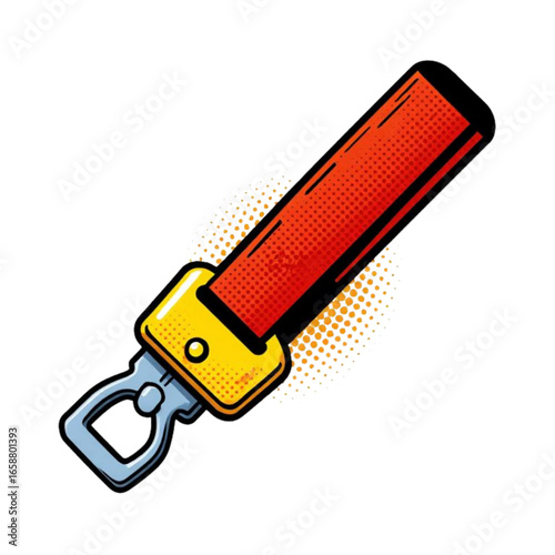 Red and yellow car seatbelt on white background  